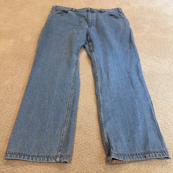 Duluth Trading Co Jeans Ballroom Relaxed Fit Tradesman Easy Light Wash Size 44 - Picture 5 of 16
